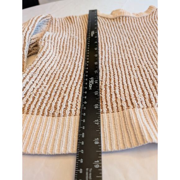 Blu Pepper Boxy Brown & Cream Striped‎ Thick Knit Sweater Boho Cottage - Picture 5 of 6